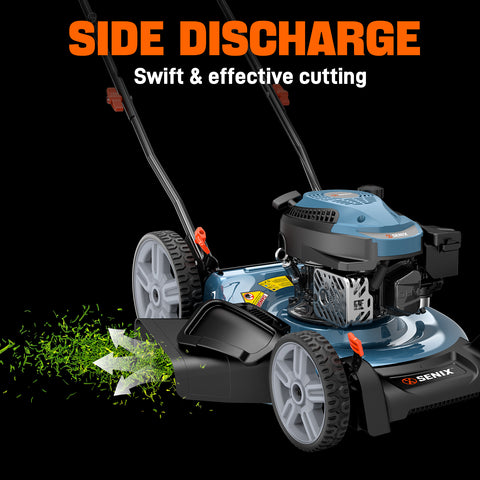 SENIX 21" 144cc 4-Cycle Gas Push Lawn Mower with 2-in-1 Side Discharge & Mulching