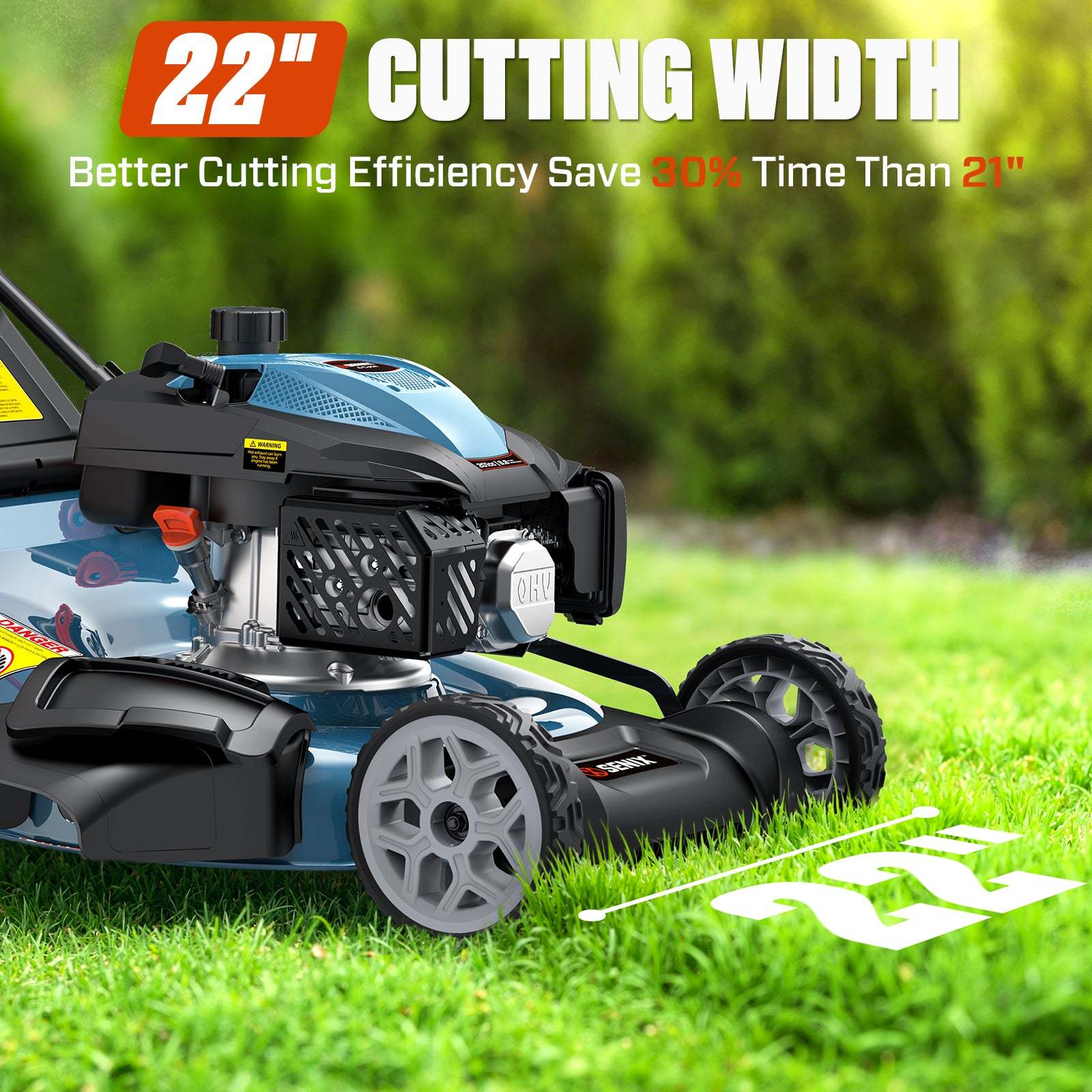 SENIX 21'' 144 cc Gas-Powered 4-Stroke Engine Push Lawn Mower