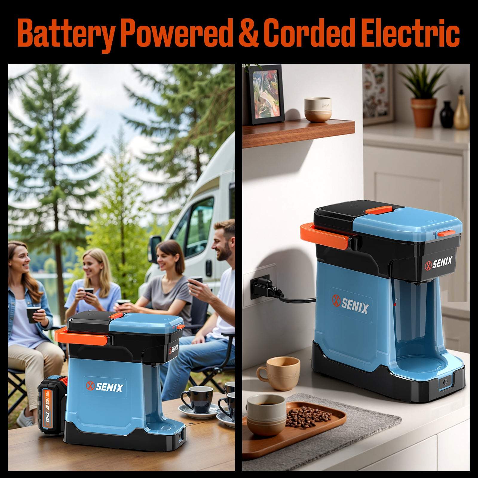 SENIX Better Ice Coffee Anywhere Bundle – Nugget Ice Maker & X2 20V Max* Portable Hybrid Coffee Maker