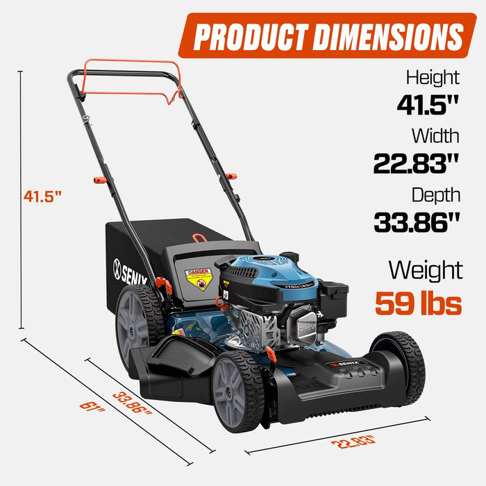 21'' Self-Propelled Gas Lawn Mower, 170 cc 4-Cycle Engine 3.8 HP, 3-in-1 (Bagging/Mulching/Side Discharge) LSSG-M10