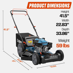 21'' Self-Propelled Gas Lawn Mower, 170 cc 4-Cycle Engine 3.8 HP, 3-in-1 (Bagging/Mulching/Side Discharge) LSSG-M10