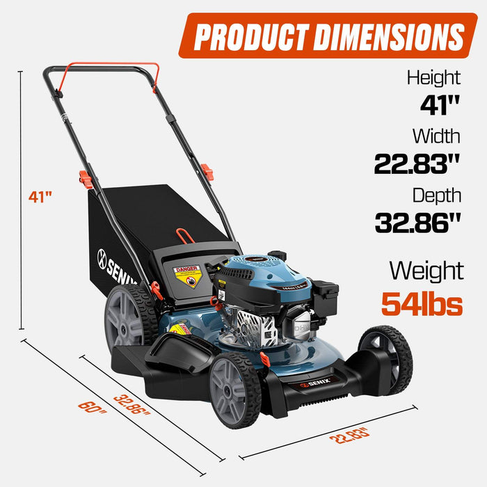 21'' 144 cc Gas-Powered 4-Stroke Engine Push Lawn Mower, 3-in-1 Design, Steel Deck, 6-Level 1.25''-3.75'' Cutting Height, with 1.7 Bushels Grass Bag LSPG-M14