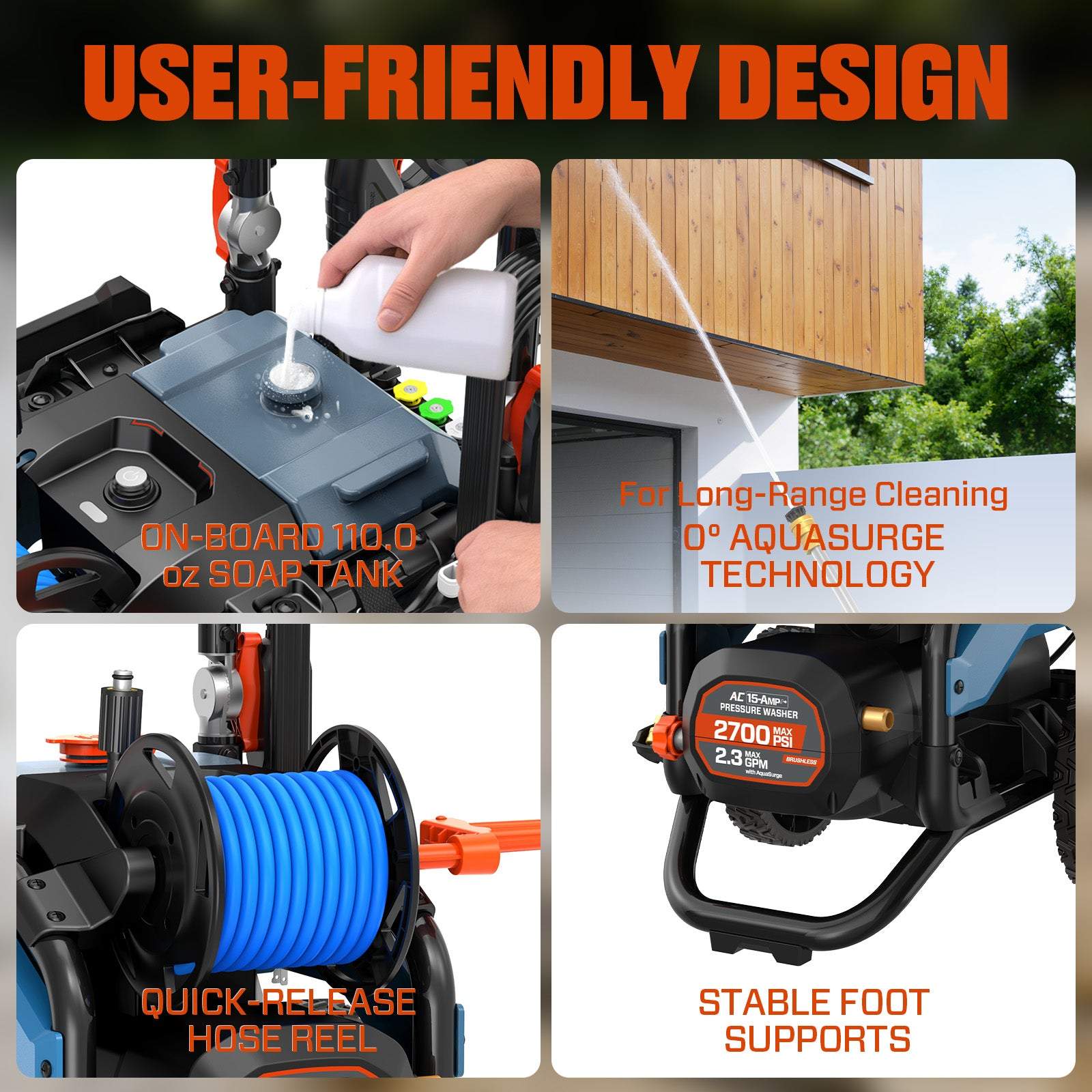 SENIX 2700-PSI 2.3-GPM Cold Water Electric Pressure Washer