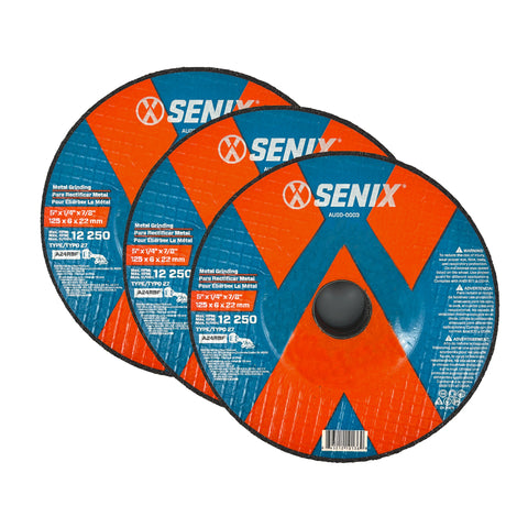 SENIX 5" 3-Pack Metal Grinding Wheel, Type 27 - AUGD-0004