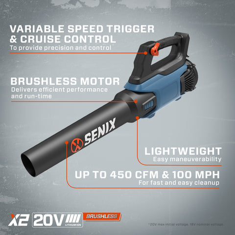 X2 20V Max* Cordless Leaf Blower, Brushless (Battery & Charger Included)
