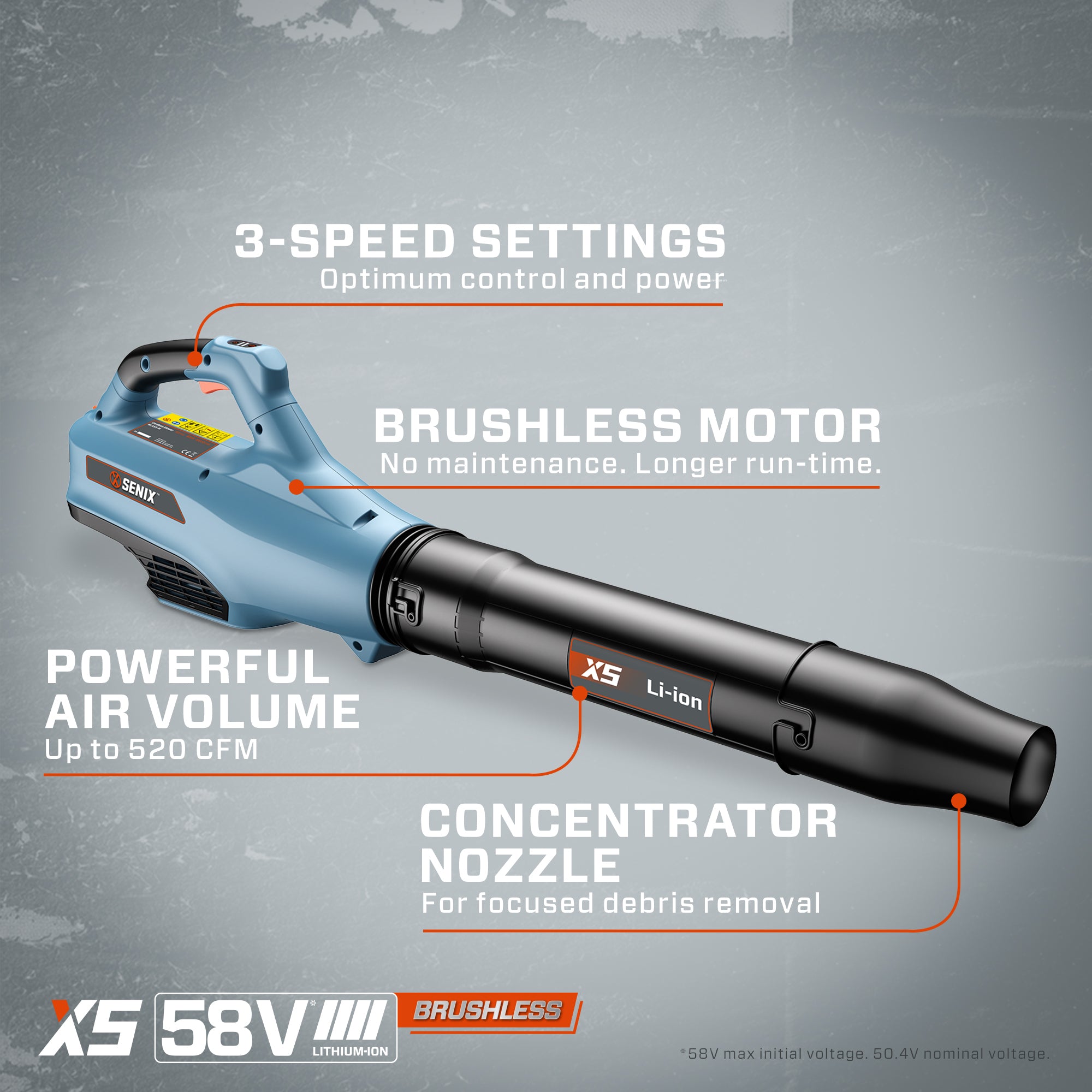 58 Volt Max* Cordless Leaf Blower, Brushless Motor (Battery and
