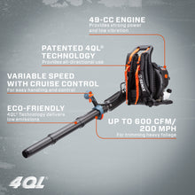 Load image into Gallery viewer, 4QL® 49 cc 4-Cycle Gas Powered Backpack Leaf Blower, BLB4QL-M