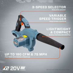 X2 20V Max Cordless Jobsite Blower - Tool Only | SENIX Tools