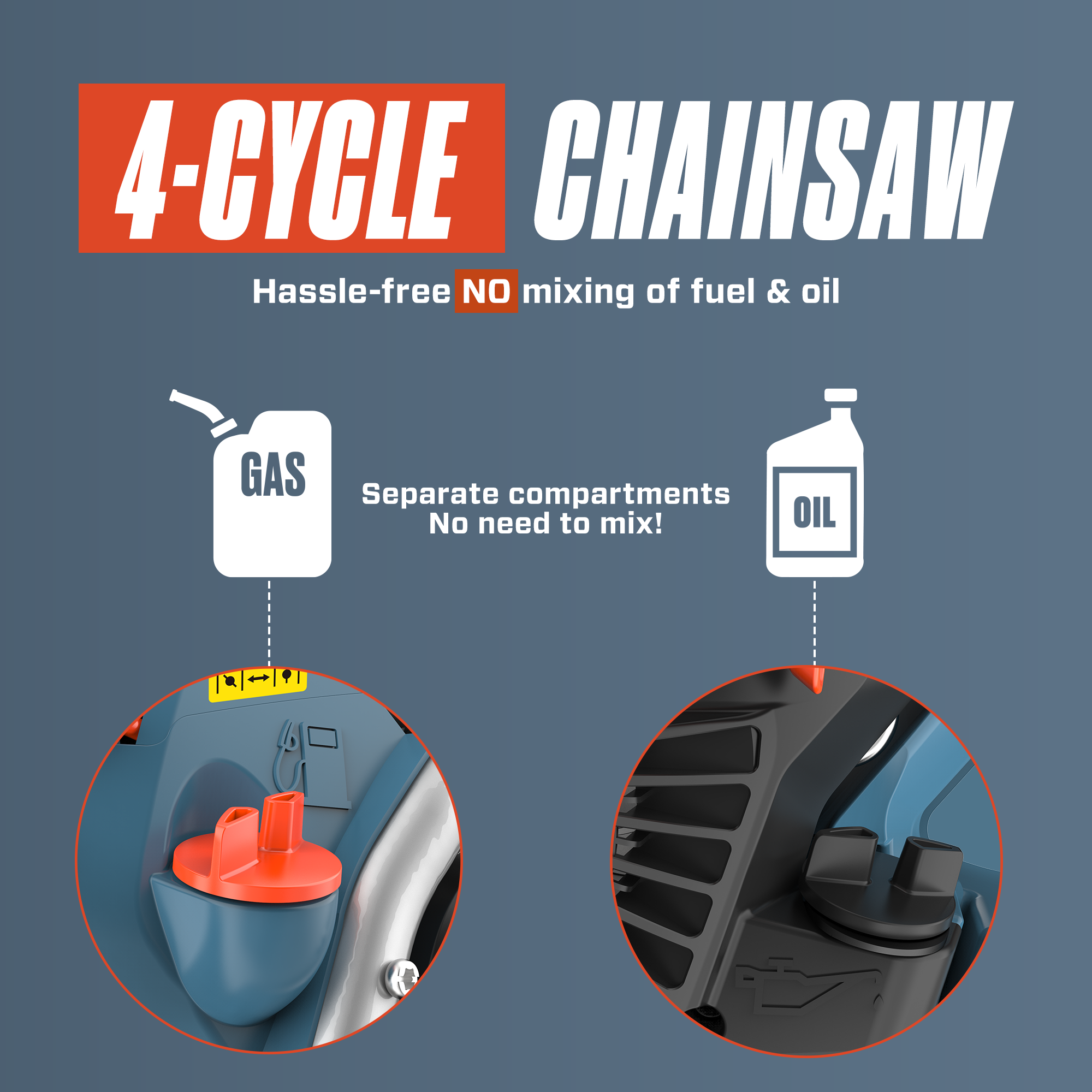 4QL® 49cc 4-Cycle 18" Gas Chainsaw with Oregon Bar and Chain | Chainsaws | SENIX Tools