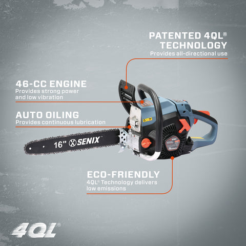 4QL® 16-Inch 46 cc 4-Cycle Gas Powered Chainsaw, CS4QL-L3