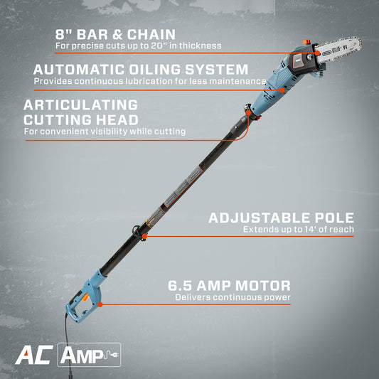 6.5 Amp 8" Corded Electric Pole Saw | Pole Saws | SENIX Tools