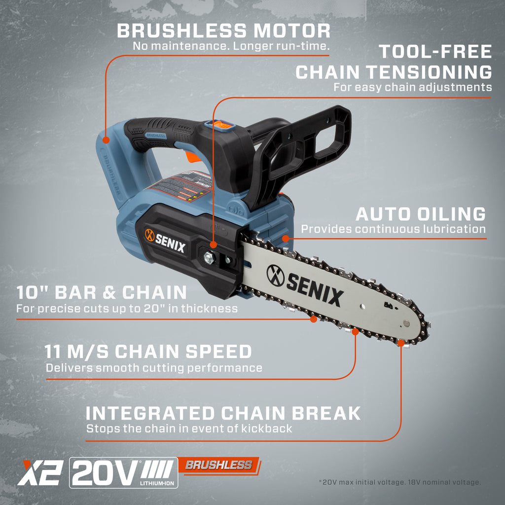 20 Volt Max* 10-Inch Cordless Top Handle Chain Saw (Battery and Charger Included), CSX2-M1