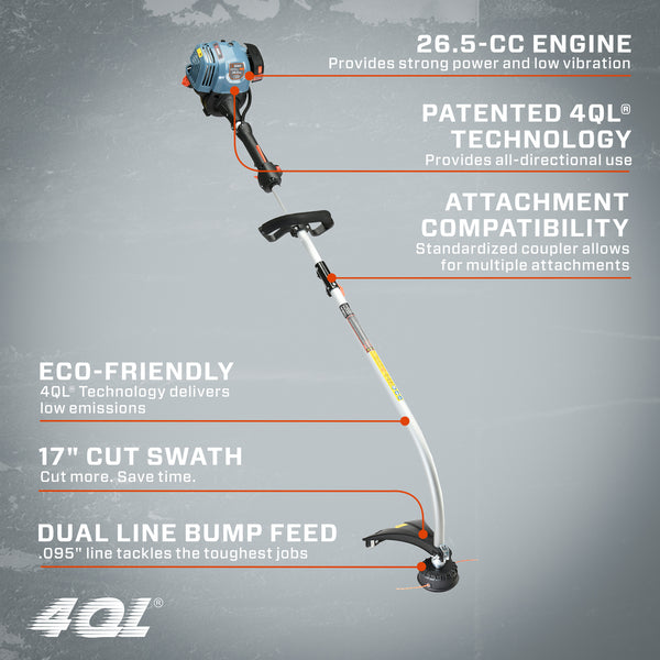 4QL® 26.5 cc 4-Cycle Gas Powered String Trimmer, 17-Inch Cutting Width ...