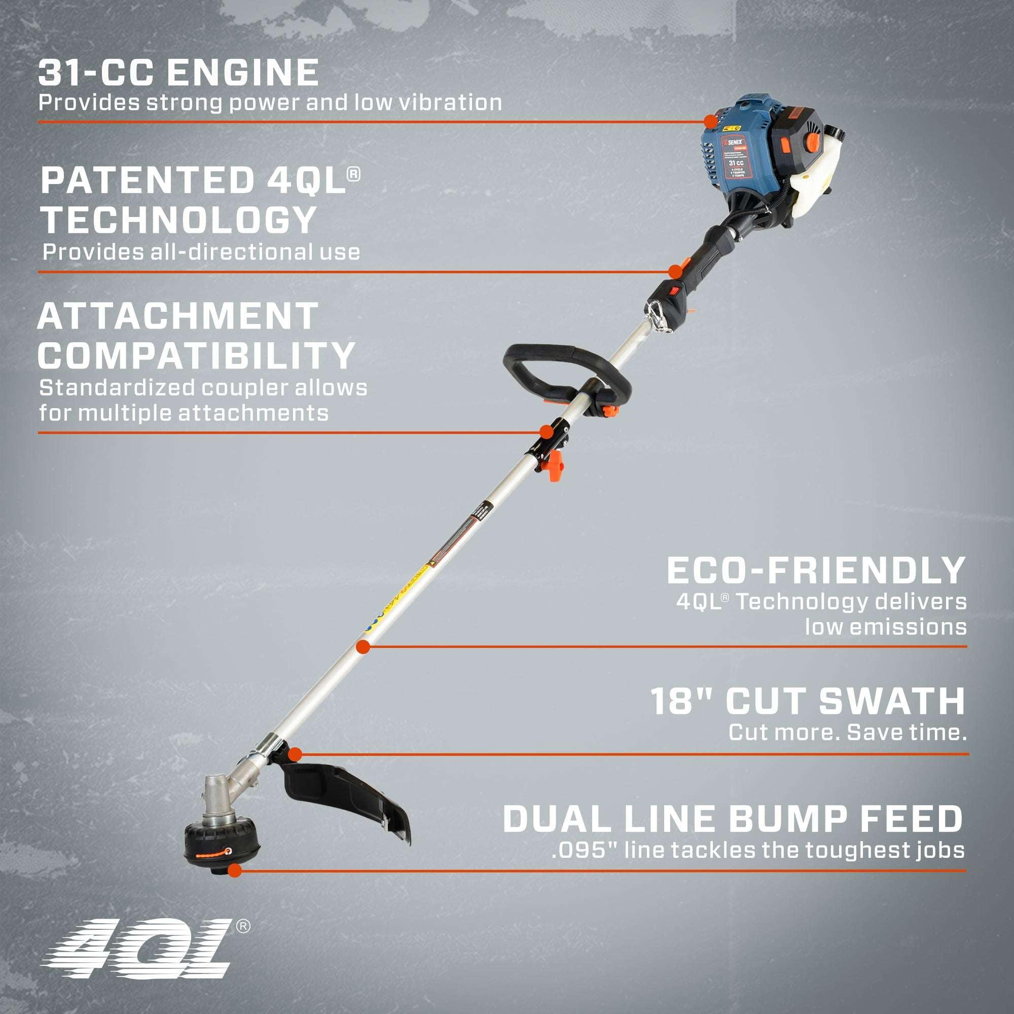 Brush Cutter Weed Eater 31cc 4-Cycle Gas Weed Wacker - 4-in-1 Trimmer ...