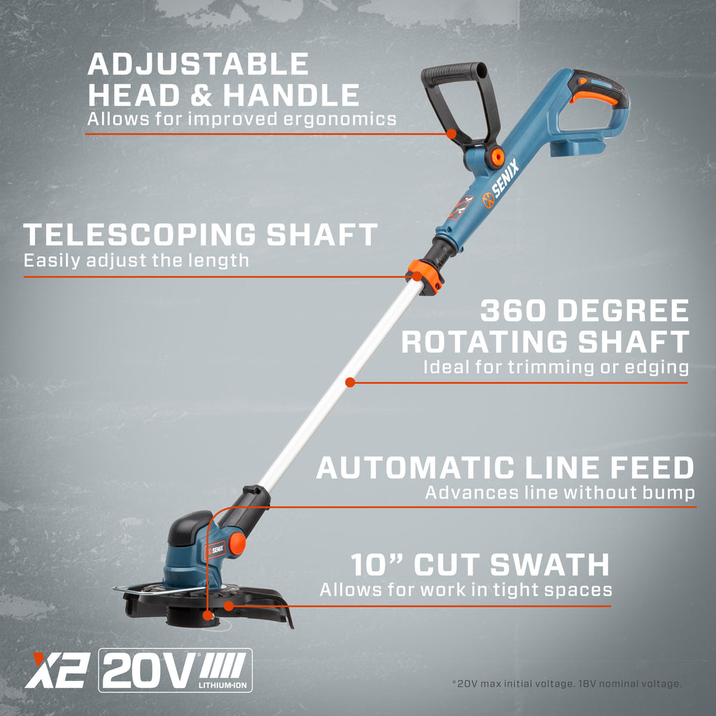 20 Volt Max* 10-Inch Cordless Grass Trimmer (Tool Only), GTX2-M-0