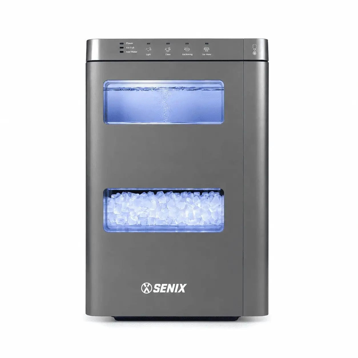 Countertop Nugget Ice Maker with Chilled Water Dispenser, 2L + 1L Water Tank, 1.2kg Ice Basket, Self-Cleaning