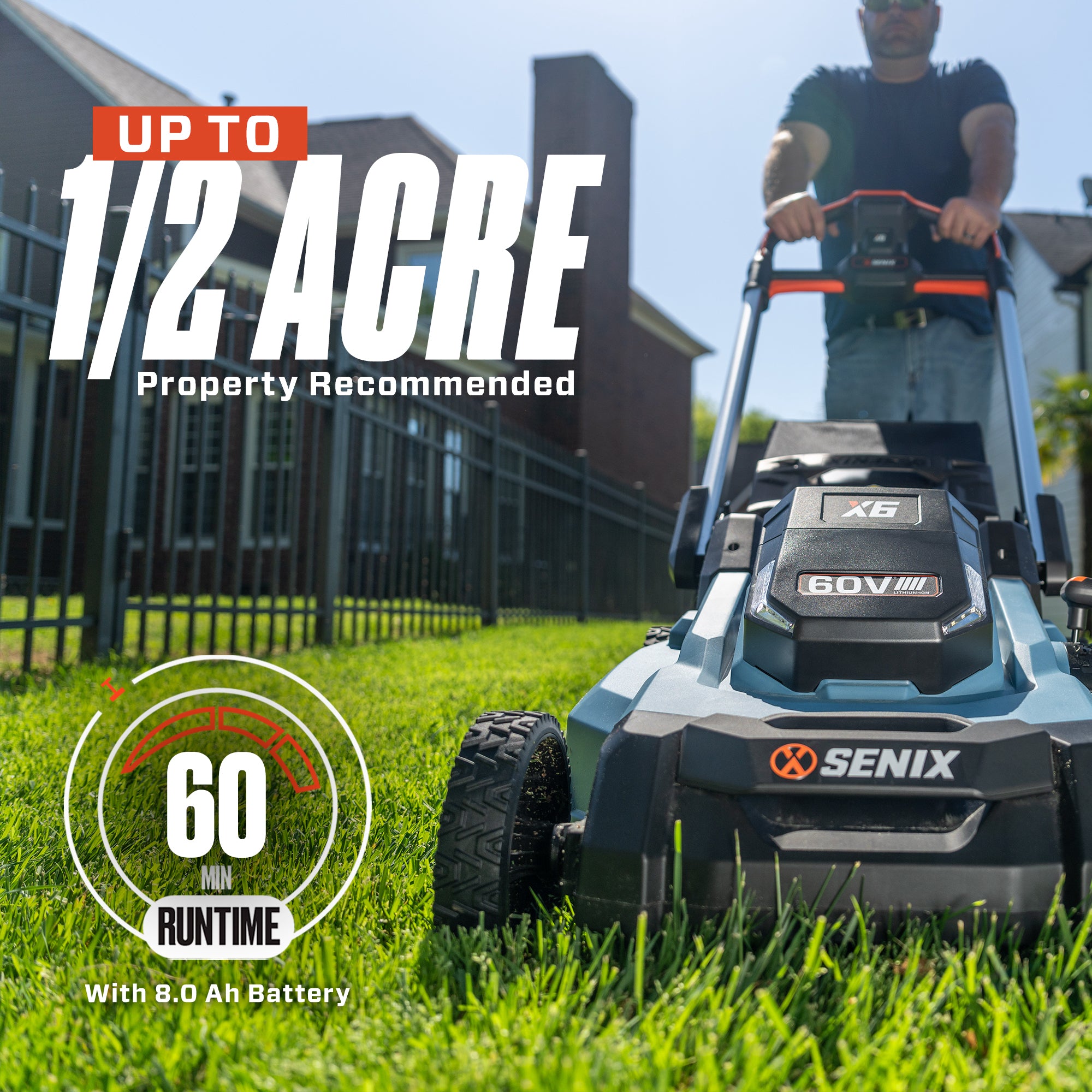 Cordless Lawn Mower | X6 60V | Runtime | LPPX6-H | SENIX Tools