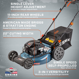 Cortacésped de 4 tiempos, 21 pulgadas, 125 cc, a gasolina, 2 en 1, des –  SENIX Tools