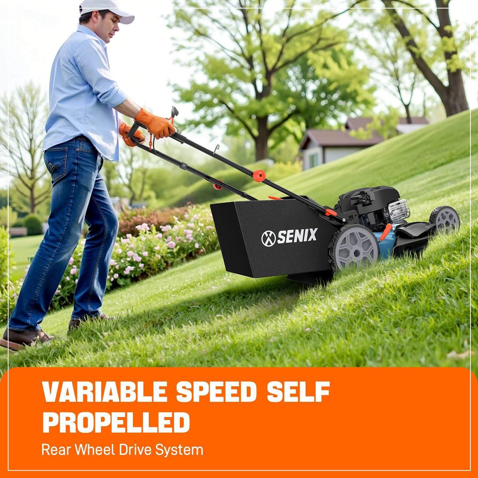 22" 163cc 4-Cycle Briggs & Stratton Engine Gas Self-Propelled Lawn Mower with Variable Speed and 3-in-1 Mulching, Bagging, Side Discharge