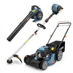 21'' 3 in 1 Self-Propelled Gas Lawn Mower, Leaf Blower, & 26.5cc Gas String Trimmer