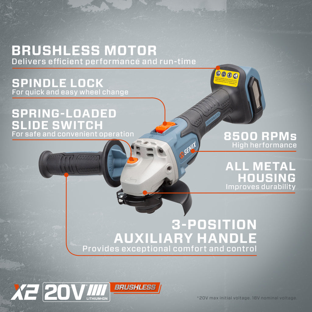 20 Volt Max* 4 1/2-Inch Brushless Angle Grinder (Battery and Charger Included), PAX2115-M2