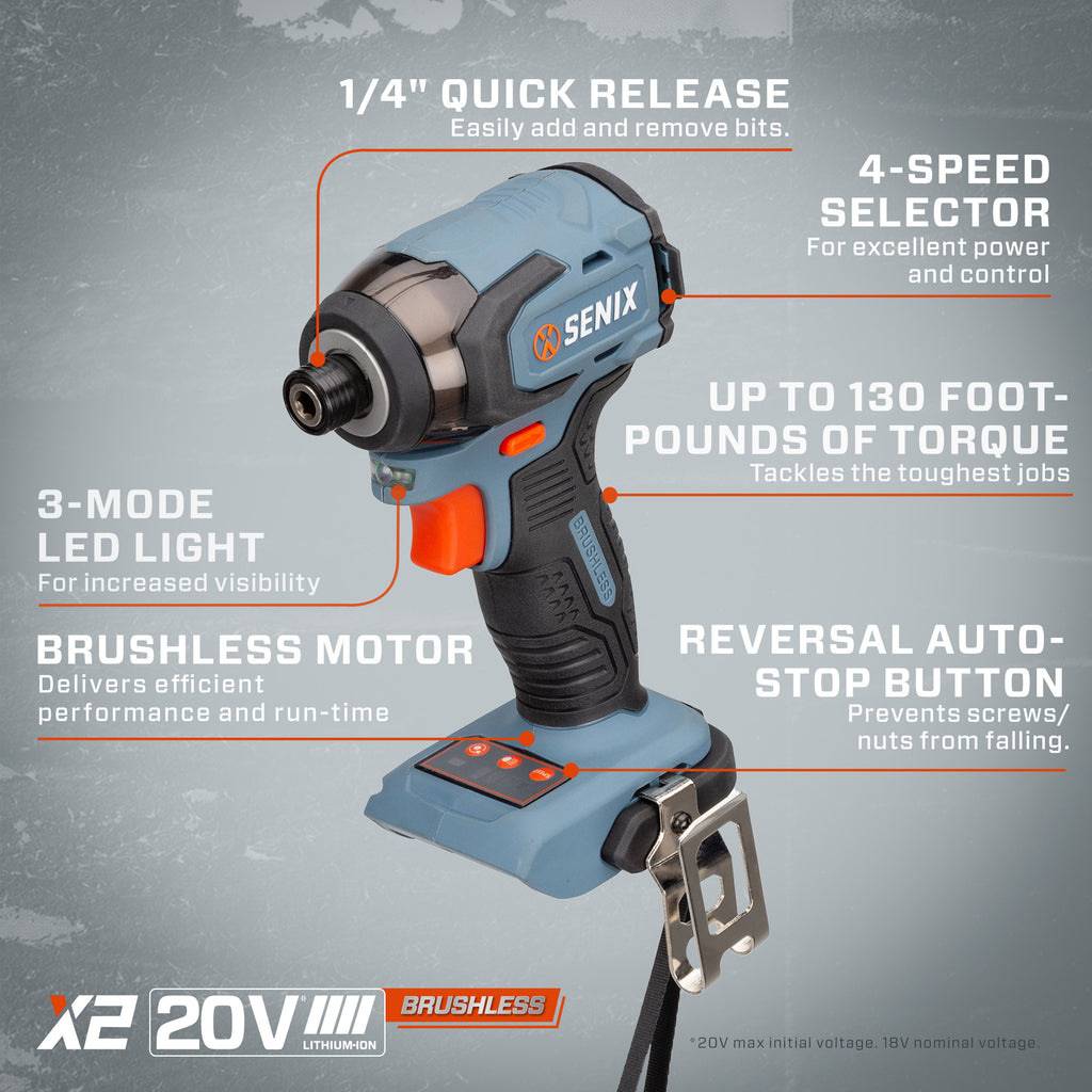 20 Volt Max* 1/4-Inch Brushless Impact Driver (Battery and Charger Included), PDIX2-M2