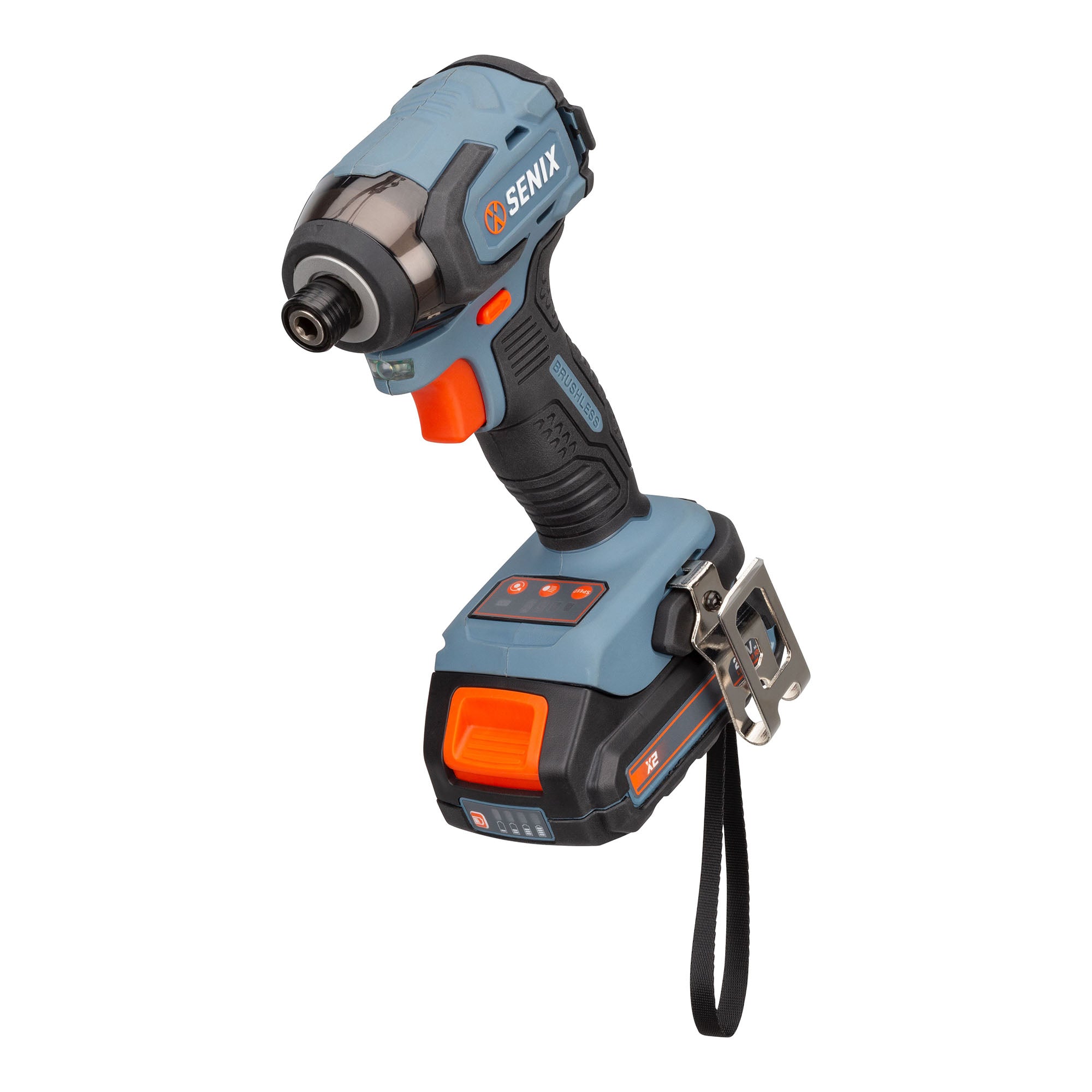 Senix 20 Volt MAX* Brushless 1/2-Inch Hammer Drill Driver, 2 Ah Battery, 2A Charger and Soft Bag Included, Pdhx2-m2, Blue
