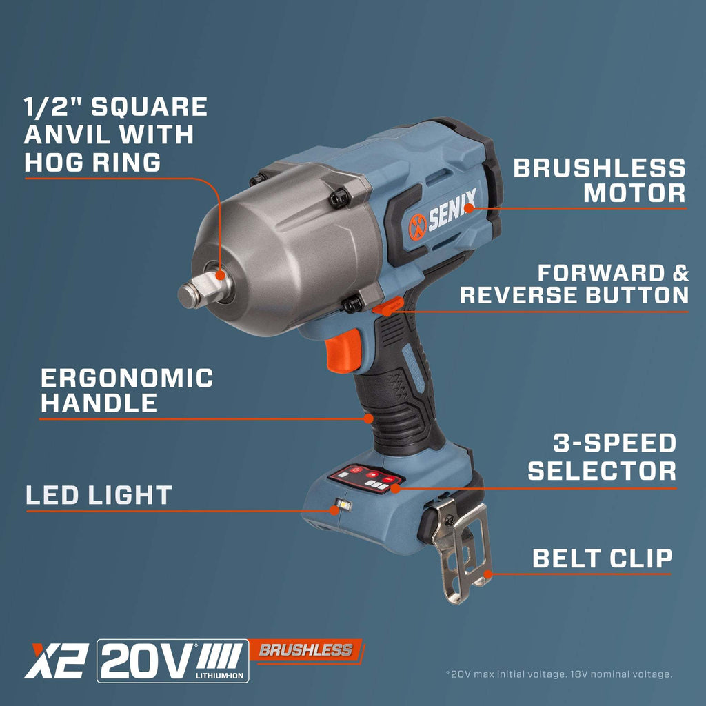 20 Volt Max* 1/2Inch Impact Wrench (365 FTLBS Max Breakaway Torque