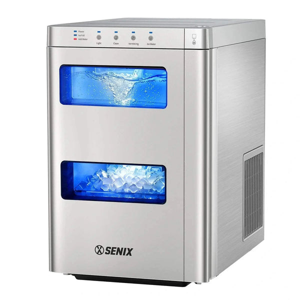 Countertop Nugget Ice Maker with Chilled Water Dispenser, 2L + 1L Water Tank, 1.2kg Ice Basket, Self-Cleaning