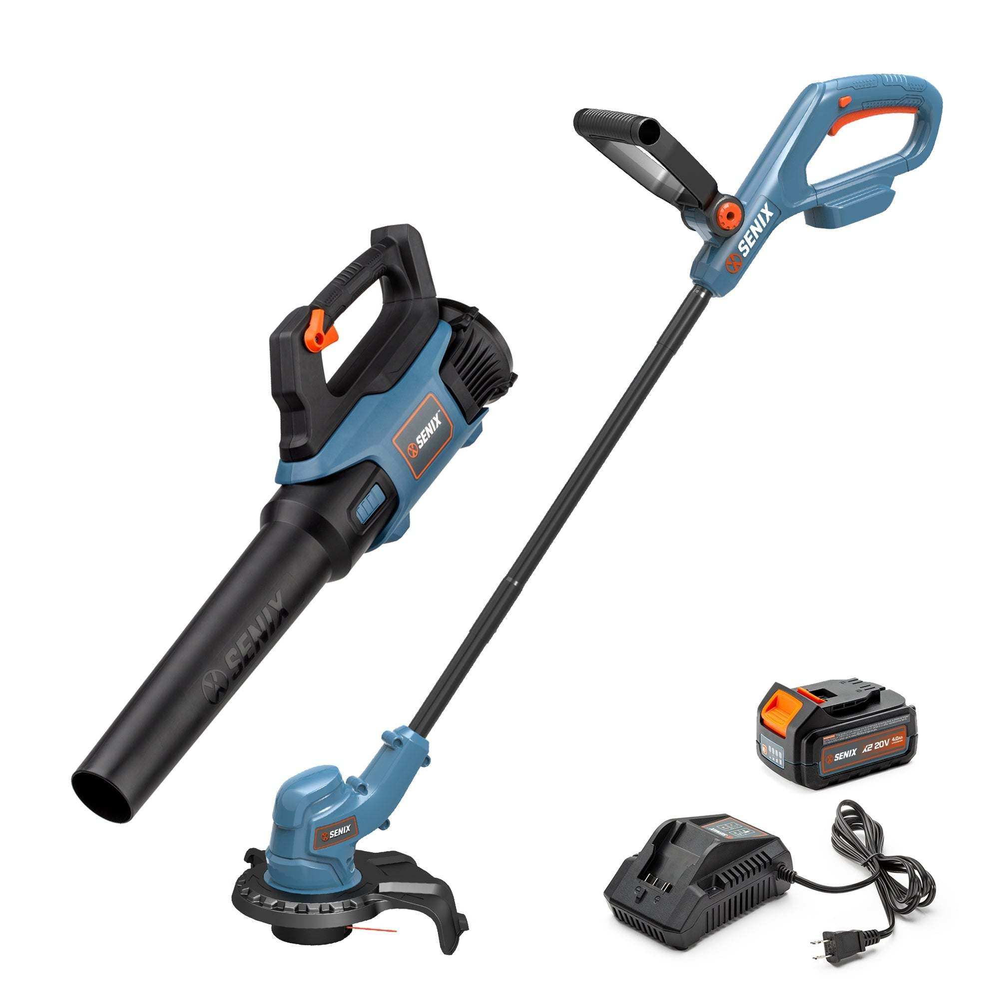 SENIX Gas Lawn Mower & 20V Cordless Trimmer Blower 3-Tool Combo Kit
