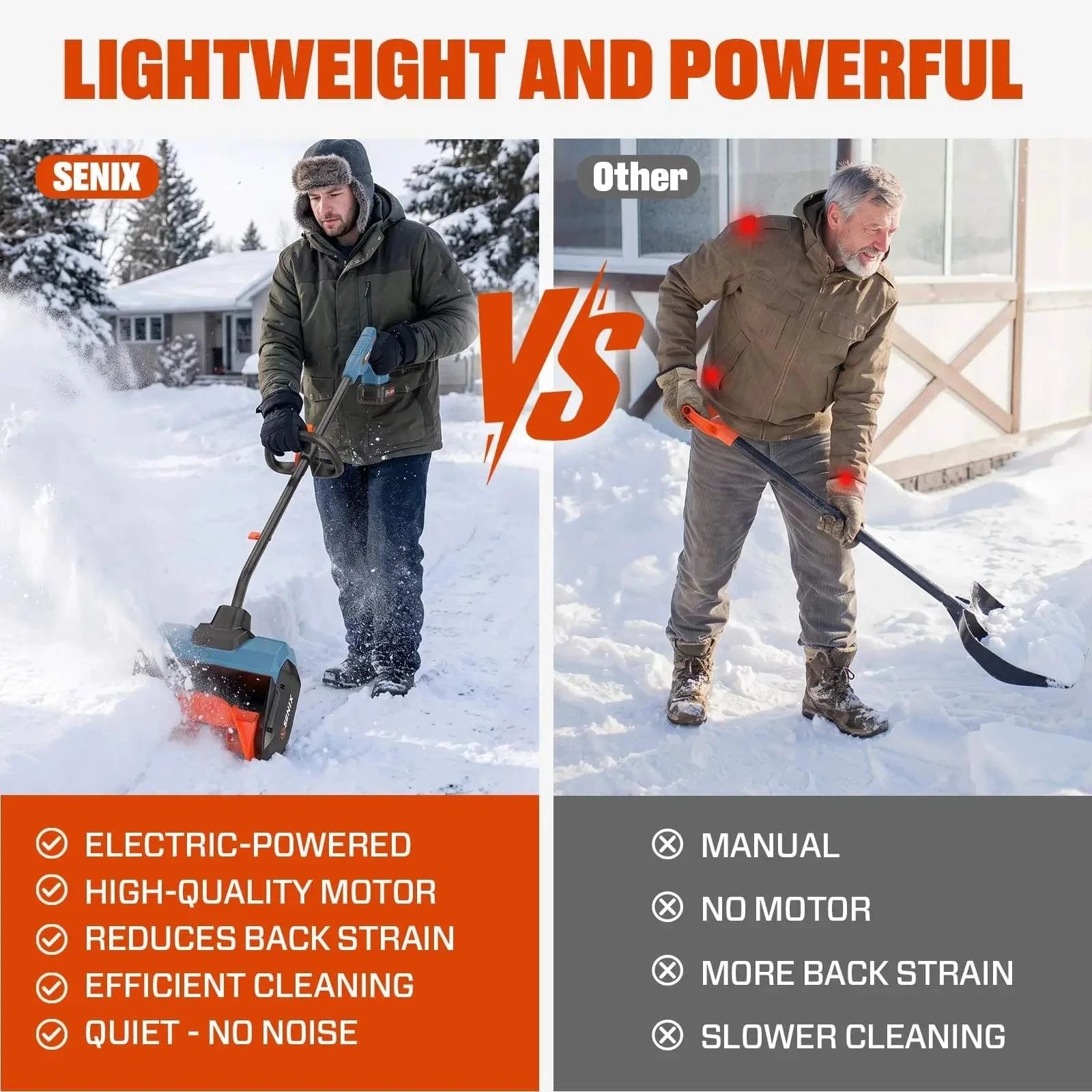 SENIX X2 20V Max 13-Inch Cordless Snow Shovel Kit, 2 x 4.0Ah Batteries & Charger Included STX2-L2