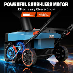 SENIX 2X2 40V Max 18" Cordless Snow Blower, Brushless 2*5.0 Ah Batteries & Dual-Port Charger Included