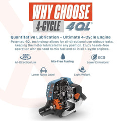 4QL® 46cc 4-Cycle Gas Tiller Cultivator | Cultivators | 4QL® 46 cc 4-Cycle Gas Powered Tiller Cultivator | SENIX Tools
