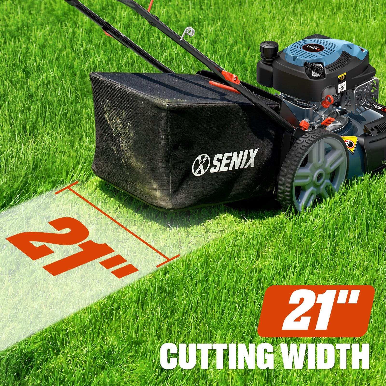 SENIX Gas Lawn Mower & 20V Cordless Trimmer Blower 3-Tool Combo Kit