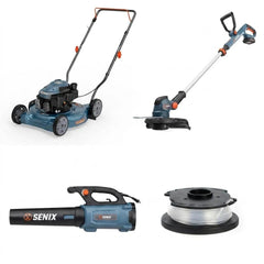 SENIX Complete Yard Care Bundle – 20" Gas Lawn Mower, X2 20V String Trimmer, 12A Leaf Blower & Replacement Trimmer Line