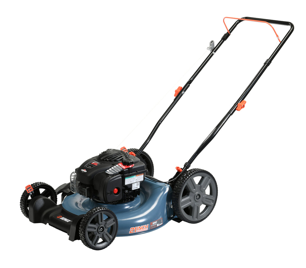 21-Inch 140cc Gas Powered 4-Cycle Push Lawn Mower, 2-In-1, Mulch and Side Discharge, High Rear Wheels, LSPG-M6