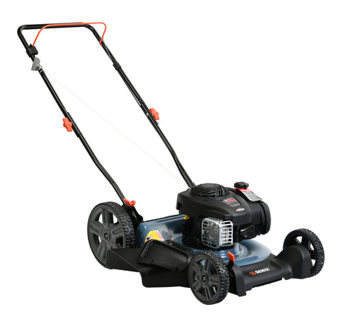 21-Inch 125cc Gas Powered 4-Cycle Push Lawn Mower, 2-In-1, Mulch and Side Discharge, High Rear Wheels, LSPG-M4